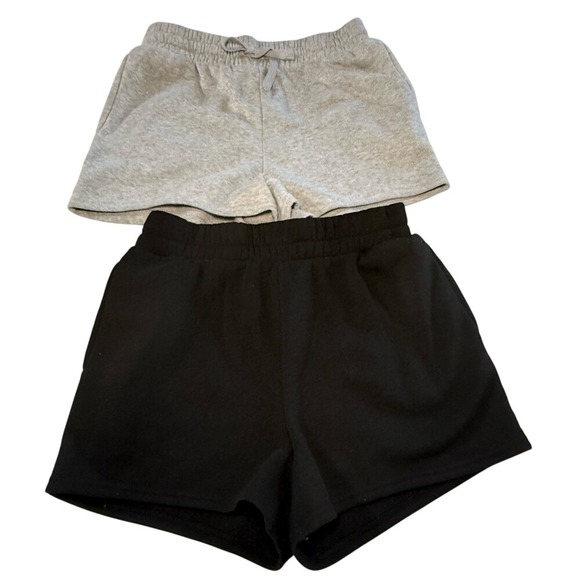 ECT Basics With Love Pants - ECT Basics With Love Fleece Lounge Shorts Set Black Gray Medium 2 Pack